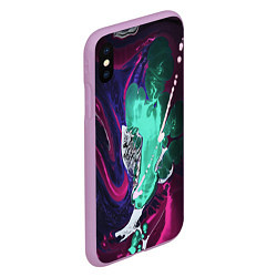 Чехол iPhone XS Max матовый Жидкие абстрактные краски, цвет: 3D-сиреневый — фото 2