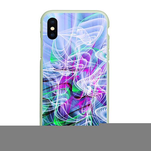 Чехол iPhone XS Max матовый Линии дыма абстракция / 3D-Салатовый – фото 1