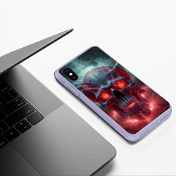 Чехол iPhone XS Max матовый Грозовой череп с молниями, цвет: 3D-светло-сиреневый — фото 2