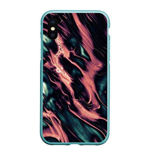 Чехол iPhone XS Max матовый Абстракция тёмный бирюзово-розовый / 3D-Мятный – фото 1