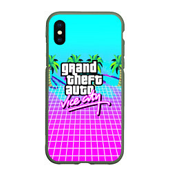 Чехол iPhone XS Max матовый Vice city tropic collection, цвет: 3D-темно-зеленый