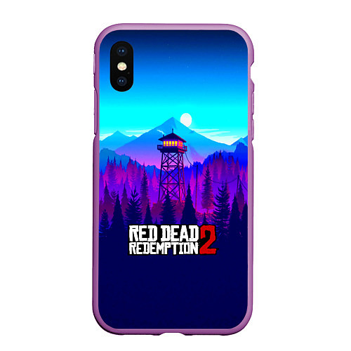 Чехол iPhone XS Max матовый Red Dead Redemption rockstar / 3D-Фиолетовый – фото 1