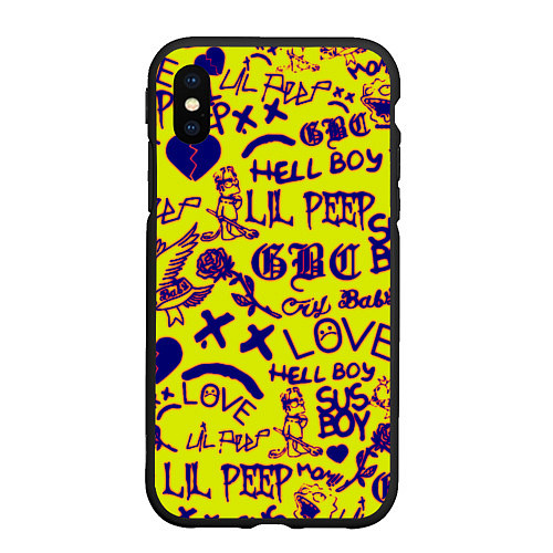 Чехол iPhone XS Max матовый Lil peep rap pattern / 3D-Черный – фото 1