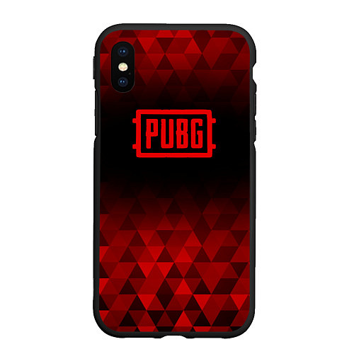 Чехол iPhone XS Max матовый PUBG red poly / 3D-Черный – фото 1