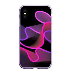 Чехол iPhone XS Max матовый Линейная геометрия, цвет: 3D-светло-сиреневый