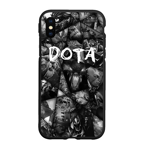 Чехол iPhone XS Max матовый Dota 2 - мозаика из персонажей игры / 3D-Черный – фото 1