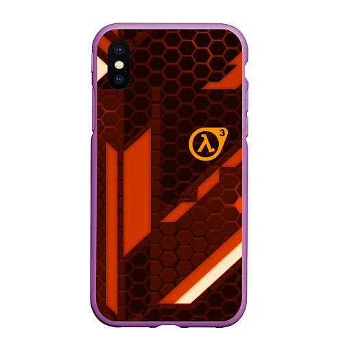 Чехол iPhone XS Max матовый Half life geometry steel metal / 3D-Фиолетовый – фото 1