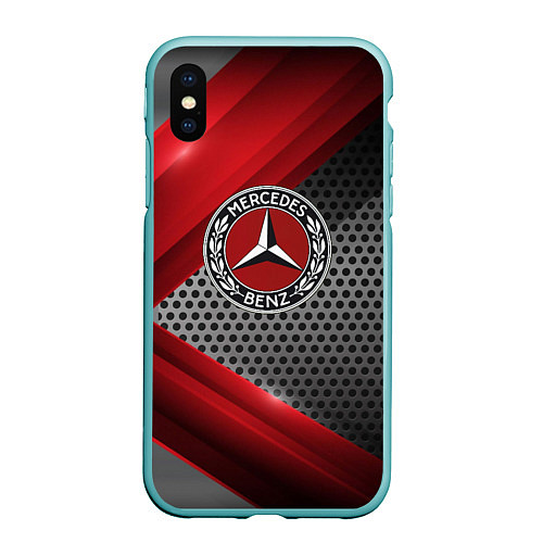 Чехол iPhone XS Max матовый Mercedes benz текстура метал / 3D-Мятный – фото 1