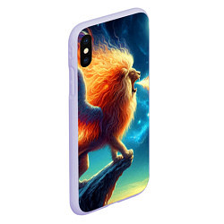 Чехол iPhone XS Max матовый Огнедышащий крылатый лев - неоновое свечение, цвет: 3D-светло-сиреневый — фото 2