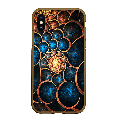 Чехол iPhone XS Max матовый Оптическая абстракция круги / 3D-Коричневый – фото 1