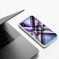 Чехол iPhone XS Max матовый Текстура полосы, цвет: 3D-салатовый — фото 2