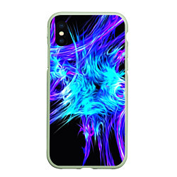 Чехол iPhone XS Max матовый Неоновые нервы текстура, цвет: 3D-салатовый