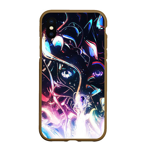 Чехол iPhone XS Max матовый Фрактальный узор текстура / 3D-Коричневый – фото 1