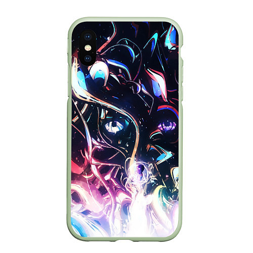 Чехол iPhone XS Max матовый Фрактальный узор текстура / 3D-Салатовый – фото 1