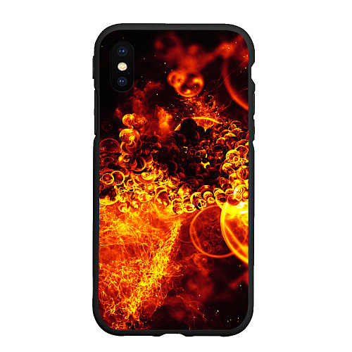 Чехол iPhone XS Max матовый Огненный фрактал текстура / 3D-Черный – фото 1