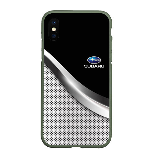 Чехол iPhone XS Max матовый Subaru metal steel / 3D-Темно-зеленый – фото 1