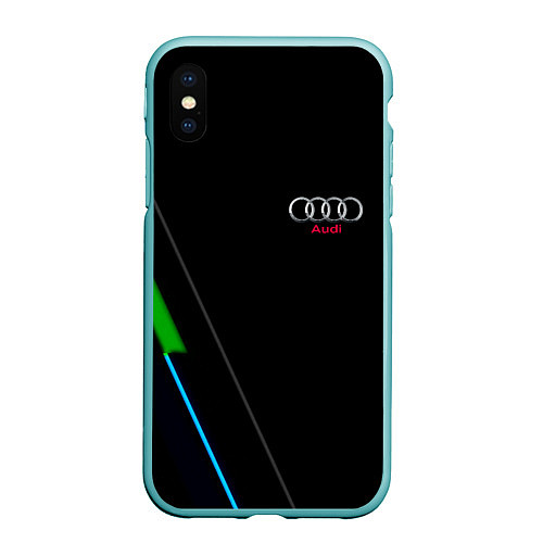 Чехол iPhone XS Max матовый AUDI geometry line / 3D-Мятный – фото 1