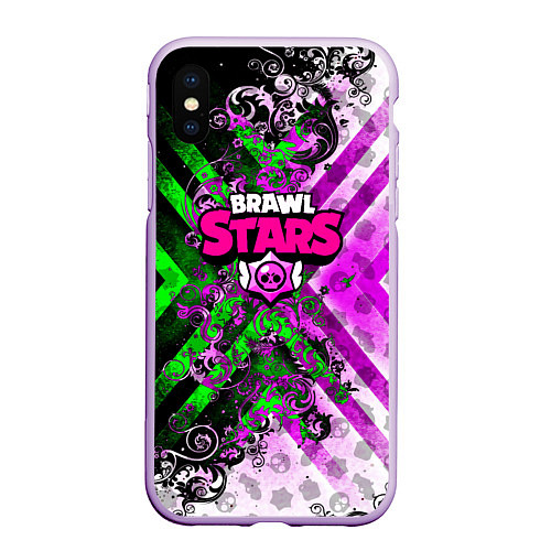 Чехол iPhone XS Max матовый Brawl stars pattern geometry / 3D-Сиреневый – фото 1