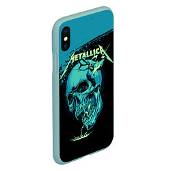 Чехол iPhone XS Max матовый Metallica - молния пробивает череп, цвет: 3D-мятный — фото 2