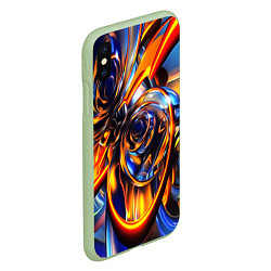 Чехол iPhone XS Max матовый Жидкие краски фрактал, цвет: 3D-салатовый — фото 2