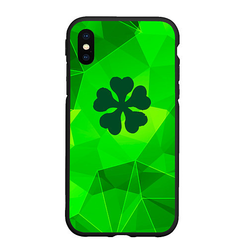 Чехол iPhone XS Max матовый Black Clover green poly / 3D-Черный – фото 1