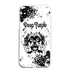 Чехол iPhone XS Max матовый Deep Purple - рок пес, цвет: 3D-белый