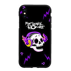 Чехол iPhone XS Max матовый My Chemical Romance неоновый череп, цвет: 3D-черный