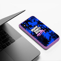 Чехол iPhone XS Max матовый Vice cuty gta tropic steel, цвет: 3D-фиолетовый — фото 2