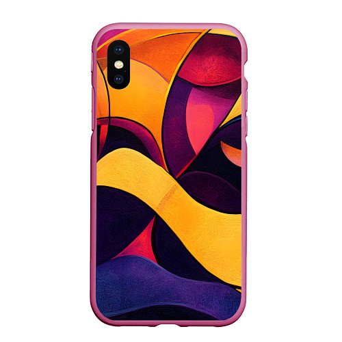 Чехол iPhone XS Max матовый Абстрактная геометрическая живопись / 3D-Малиновый – фото 1