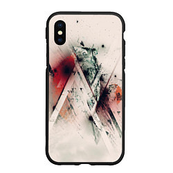 Чехол iPhone XS Max матовый Сова абстракция краски, цвет: 3D-черный