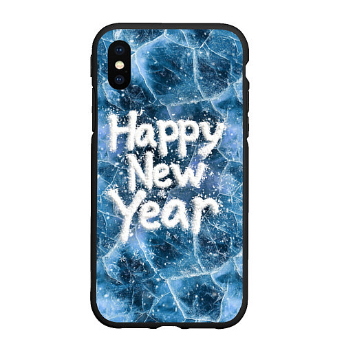 Чехол iPhone XS Max матовый Happy New year with snow on ice / 3D-Черный – фото 1