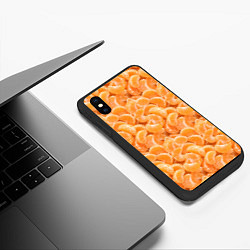 Чехол iPhone XS Max матовый Паттерн дольки мандарин, цвет: 3D-черный — фото 2