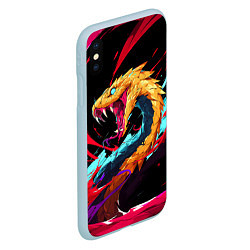 Чехол iPhone XS Max матовый Злая желтая змея, цвет: 3D-голубой — фото 2