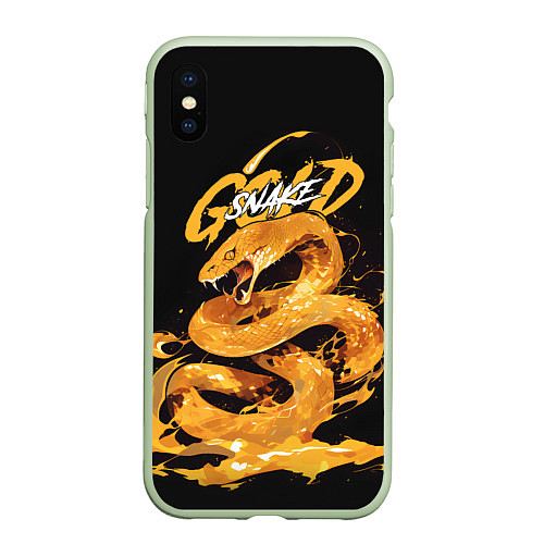 Чехол iPhone XS Max матовый Gold snake / 3D-Салатовый – фото 1