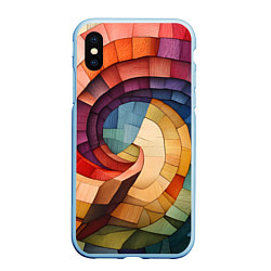 Чехол iPhone XS Max матовый Разноцветная мозаика в виде спирали, цвет: 3D-голубой