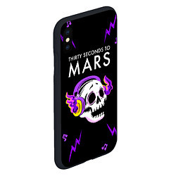 Чехол iPhone XS Max матовый Thirty Seconds to Mars неоновый череп, цвет: 3D-черный — фото 2