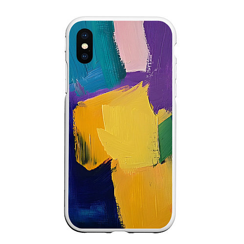 Чехол iPhone XS Max матовый Мазки красок / 3D-Белый – фото 1