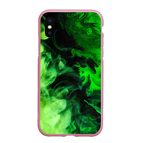 Чехол iPhone XS Max матовый Ядовитый зеленый дым / 3D-Розовый – фото 1