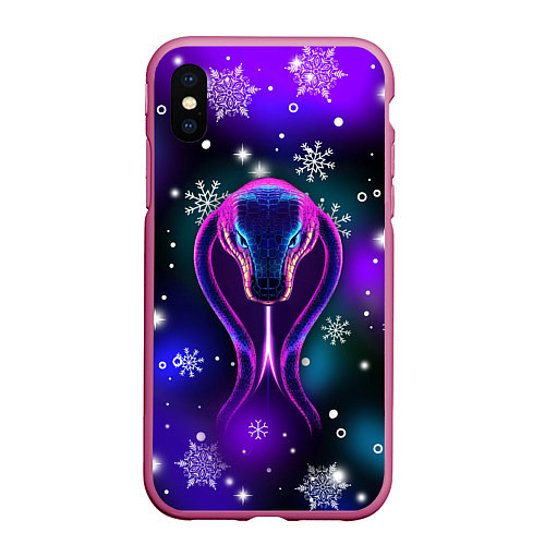 Чехол iPhone XS Max матовый Космическая кобра / 3D-Малиновый – фото 1