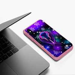 Чехол iPhone XS Max матовый Космическая кобра, цвет: 3D-малиновый — фото 2