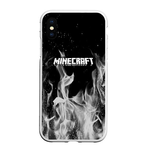 Чехол iPhone XS Max матовый Fortnite серый огонь / 3D-Белый – фото 1