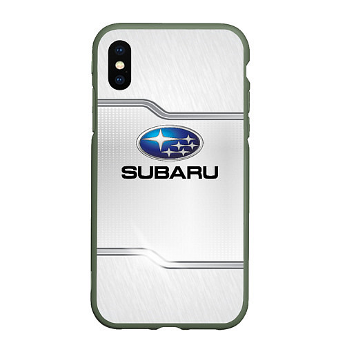 Чехол iPhone XS Max матовый Subaru auto steel metal / 3D-Темно-зеленый – фото 1