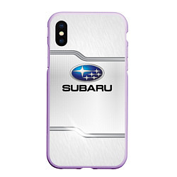 Чехол iPhone XS Max матовый Subaru auto steel metal, цвет: 3D-сиреневый