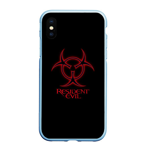 Чехол iPhone XS Max матовый Resident evil biohazard logo / 3D-Голубой – фото 1