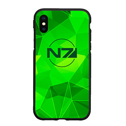 Чехол iPhone XS Max матовый Mass Effect green poly, цвет: 3D-черный