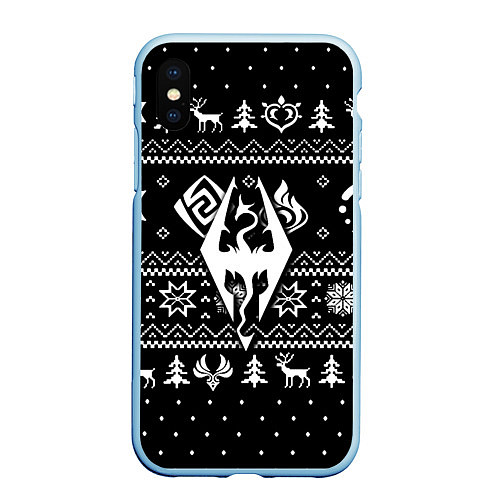 Чехол iPhone XS Max матовый The Elder Scrolls game pattern / 3D-Голубой – фото 1