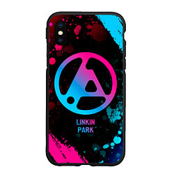 Чехол iPhone XS Max матовый Linkin Park 2024 - neon gradient, цвет: 3D-черный