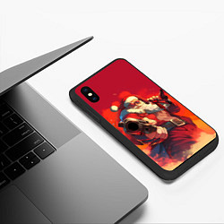 Чехол iPhone XS Max матовый Дед Мороз с пистолетом, цвет: 3D-черный — фото 2