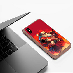 Чехол iPhone XS Max матовый Дед Мороз с пистолетом, цвет: 3D-коричневый — фото 2