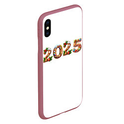 Чехол iPhone XS Max матовый Надпись новогодняя 2025 из пряников, цвет: 3D-малиновый — фото 2